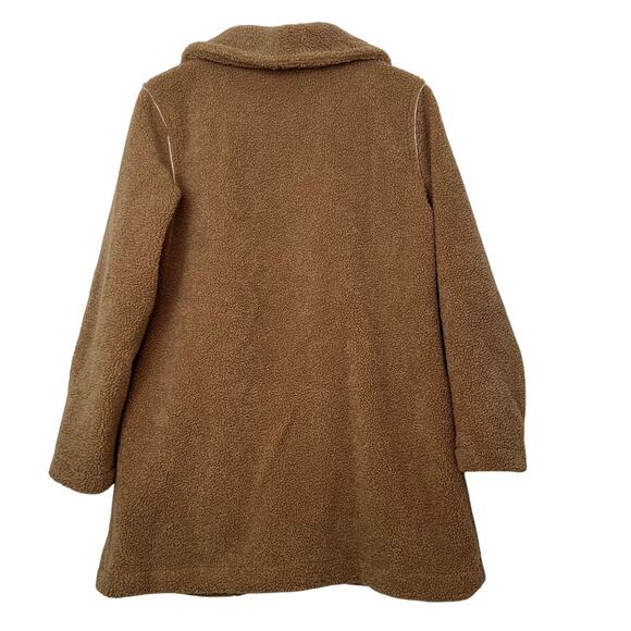 Susan Graver Camel Sherpa Teddy Coat Button Front Jacket Small Shacket - Picture 7 of 12